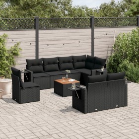 Set aus 8-teiligen Gartensofas und Kissen Kunstrattan schwarz von , Modulare Sofas für den Außenbereich - Ref: Foro24-3224655...