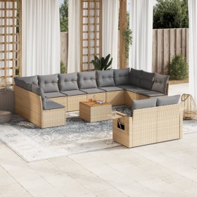 Garden set with 13-piece synthetic rattan beige cushions. by , Modular outdoor sofas - Ref: Foro24-3224799, Price: 892,97 €, ...