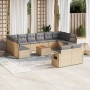 Garden set with 13-piece synthetic rattan beige cushions. by , Modular outdoor sofas - Ref: Foro24-3224799, Price: 888,24 €, ...