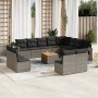 Gartensofa-Set mit Kissen 13-teilig synthetisches Rattangrau von , Modulare Sofas für den Außenbereich - Ref: Foro24-3224814,...