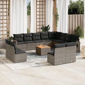 Set sofás de jardín con cojines 13 piezas ratán sintético gris de , Sofás modulares de exterior - Ref: Foro24-3224814, Precio...