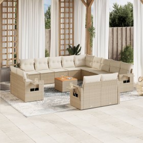 Garden furniture set, 14 pieces with beige synthetic rattan cushions. by , Modular outdoor sofas - Ref: Foro24-3224840, Price...