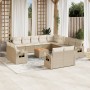 Set sofás de jardín 14 pzas con cojines ratán sintético beige de , Sofás modulares de exterior - Ref: Foro24-3224840, Precio:...