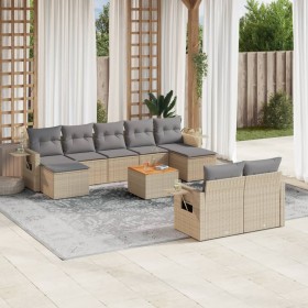 Juego de sofás jardín con cojines beige 10 pzas ratán sintético de , Sofás modulares de exterior - Ref: Foro24-3224778, Preci...