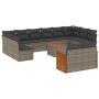 Set aus Gartensofas und Kissen 13 Stück synthetisches Rattangrau von , Gartensets - Ref: Foro24-3228132, Preis: 886,47 €, Rab...