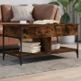 Engineered wood and smoked oak metal coffee table, 100x50x50 cm. by , Coffee table - Ref: Foro24-845368, Price: 78,48 €, Disc...