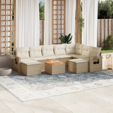 Set Gartensofas mit beigen Kissen 10 Stück synthetisches Rattan von , Gartensets - Ref: Foro24-3257178, Preis: 761,70 €, Raba...