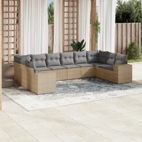 Garden sofa set with beige cushions, 10 pieces, made of synthetic rattan. by , Garden sets - Ref: Foro24-3255406, Price: 730,...