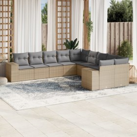 Set Gartensofas mit beigen Kissen 10 Stück synthetisches Rattan von , Gartensets - Ref: Foro24-3255446, Preis: 730,78 €, Raba...