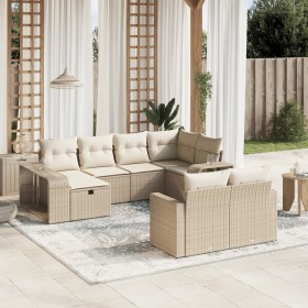 Gartensofa-Set mit beigen Kissen, 10-teilig, synthetisches Rattan von , Gartensets - Ref: Foro24-3266238, Preis: 720,31 €, Ra...