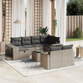 Garden sofa set 11 pieces and gray synthetic rattan cushions by , Garden sets - Ref: Foro24-3266250, Price: 698,35 €, Discoun...