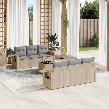 Set of 7-piece garden sofas and beige synthetic rattan cushions by , Garden sets - Ref: Foro24-3219908, Price: 499,66 €, Disc...