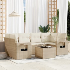 Set of 7-piece garden sofas and beige synthetic rattan cushions by , Garden sets - Ref: Foro24-3219917, Price: 561,99 €, Disc...