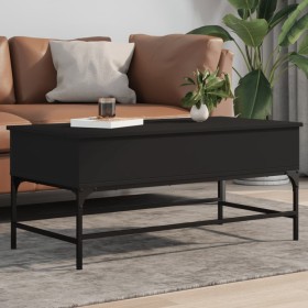 Engineered wood and black metal coffee table 100x50x45 cm by , Coffee table - Ref: Foro24-845396, Price: 66,01 €, Discount: %