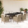 Set comedor de jardín 7 pzas con cojines ratán sintético beige de , Conjuntos de jardín - Ref: Foro24-3211967, Precio: 838,40...