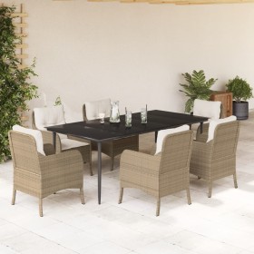 7-teiliges Garten-Esszimmer-Set mit Kissen synthetisches Rattan beige von , Gartensets - Ref: Foro24-3211967, Preis: 838,40 €...