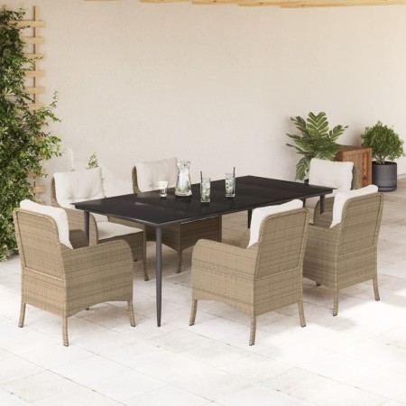 7-piece garden dining set with beige synthetic rattan cushions by , Garden sets - Ref: Foro24-3211967, Price: 838,40 €, Disco...