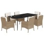 Set comedor de jardín 7 pzas con cojines ratán sintético beige de , Conjuntos de jardín - Ref: Foro24-3211967, Precio: 838,40...