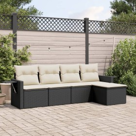 5-teiliges Gartenmöbel-Set und Kissen aus synthetischem Rattan schwarz von , Gartensets - Ref: Foro24-3220085, Preis: 315,92 ...