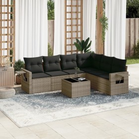 7-piece garden sofa set with gray PE rattan cushions by , Garden sets - Ref: Foro24-3220219, Price: 506,20 €, Discount: %