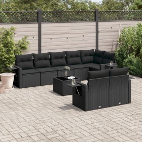 Set aus 8-teiligen Gartensofas und Kissen Kunstrattan schwarz von , Gartensets - Ref: Foro24-3220424, Preis: 640,67 €, Rabatt: %