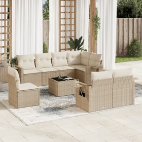 Set de sofás de jardín 9 pzas con cojines ratán sintético beige de , Conjuntos de jardín - Ref: Foro24-3220447, Precio: 727,9...