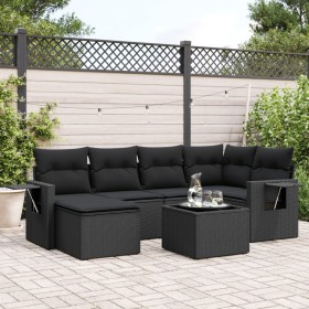 7-teiliges Garten-Esszimmerset und Kissen synthetisches Rattan schwarz von , Gartensets - Ref: Foro24-3220464, Preis: 447,71 ...