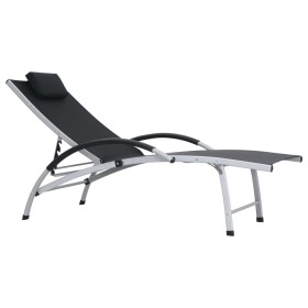 Aluminum and black textilene sun lounger by vidaXL, Loungers - Ref: Foro24-47792, Price: 175,57 €, Discount: %