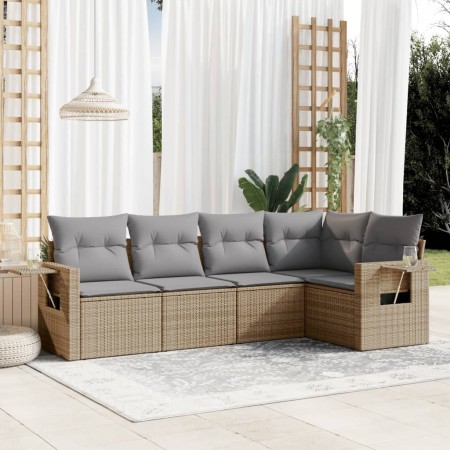 Garden sofa set with 5-piece synthetic rattan beige cushions by , Garden sets - Ref: Foro24-3220128, Price: 362,59 €, Discoun...