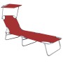 Folding sun lounger with red aluminum awning by vidaXL, Loungers - Ref: Foro24-47771, Price: 59,30 €, Discount: %