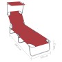 Folding sun lounger with red aluminum awning by vidaXL, Loungers - Ref: Foro24-47771, Price: 59,30 €, Discount: %