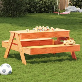 Solid pine wood picnic table with children's sandbox in brown. by , Garden tables - Ref: Foro24-844655, Price: 114,01 €, Disc...