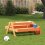 Mesa de pícnic con arenero de niños madera maciza pino marrón de , Mesas de jardín - Ref: Foro24-844655, Precio: 114,99 €, De...