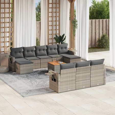 Set de sofás de jardín 11 pzas y cojines ratán sintético gris de , Sofás modulares de exterior - Ref: Foro24-3224786, Precio:...