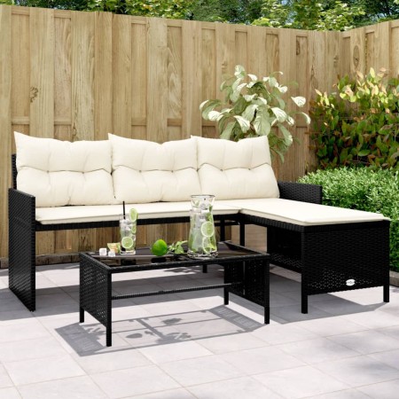 L-förmiges Gartensofa mit Tisch und Kissen schwarzes PE-Rattan von , Outdoor-Sofas - Ref: Foro24-365571, Preis: 247,11 €, Rab...