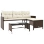 L-shaped garden sofa with table and brown PE rattan cushions by , Outdoor sofas - Ref: Foro24-365573, Price: 257,25 €, Discou...