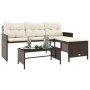 L-shaped garden sofa with table and brown PE rattan cushions by , Outdoor sofas - Ref: Foro24-365573, Price: 257,25 €, Discou...