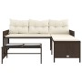 L-shaped garden sofa with table and brown PE rattan cushions by , Outdoor sofas - Ref: Foro24-365573, Price: 257,25 €, Discou...