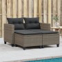 2-seater garden sofa with canopy and gray PE rattan stools by , Outdoor sofas - Ref: Foro24-365793, Price: 289,75 €, Discount: %