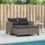 2-seater garden sofa with canopy and gray PE rattan stools by , Outdoor sofas - Ref: Foro24-365793, Price: 289,75 €, Discount: %