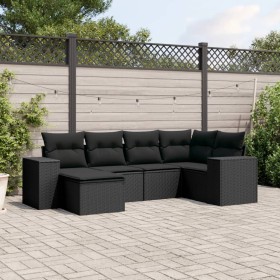 Set aus 6-teiligen Gartensofas und Kissen Kunstrattan schwarz von , Gartensets - Ref: Foro24-3222854, Preis: 422,69 €, Rabatt: %