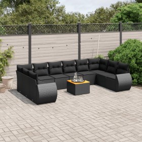 Garden sofa set 11 pieces and black synthetic rattan cushions by , Garden sets - Ref: Foro24-3257504, Price: 710,23 €, Discou...