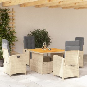 5-teiliges Garten-Esszimmer-Set mit Kissen synthetisches Rattan beige von , Gartensets - Ref: Foro24-3277366, Preis: 813,99 €...