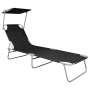 Folding sun lounger with black aluminum awning by vidaXL, Loungers - Ref: Foro24-47770, Price: 59,18 €, Discount: %