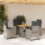 5-teiliges Garten-Esszimmerset mit synthetischen Rattankissen grau von , Gartensets - Ref: Foro24-3277398, Preis: 736,87 €, R...