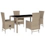 Set comedor de jardín 5 pzas con cojines ratán sintético beige de , Conjuntos de jardín - Ref: Foro24-3277573, Precio: 477,33...