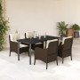 Set comedor de jardín 5 piezas y cojines ratán sintético marrón de , Conjuntos de jardín - Ref: Foro24-3211944, Precio: 557,7...