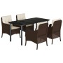 Set comedor de jardín 5 piezas y cojines ratán sintético marrón de , Conjuntos de jardín - Ref: Foro24-3211944, Precio: 557,7...