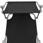 Folding sun lounger with black aluminum awning by vidaXL, Loungers - Ref: Foro24-47770, Price: 59,18 €, Discount: %