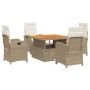 Set comedor de jardín 5 pzas con cojines ratán sintético beige de , Conjuntos de jardín - Ref: Foro24-3277353, Precio: 740,97...